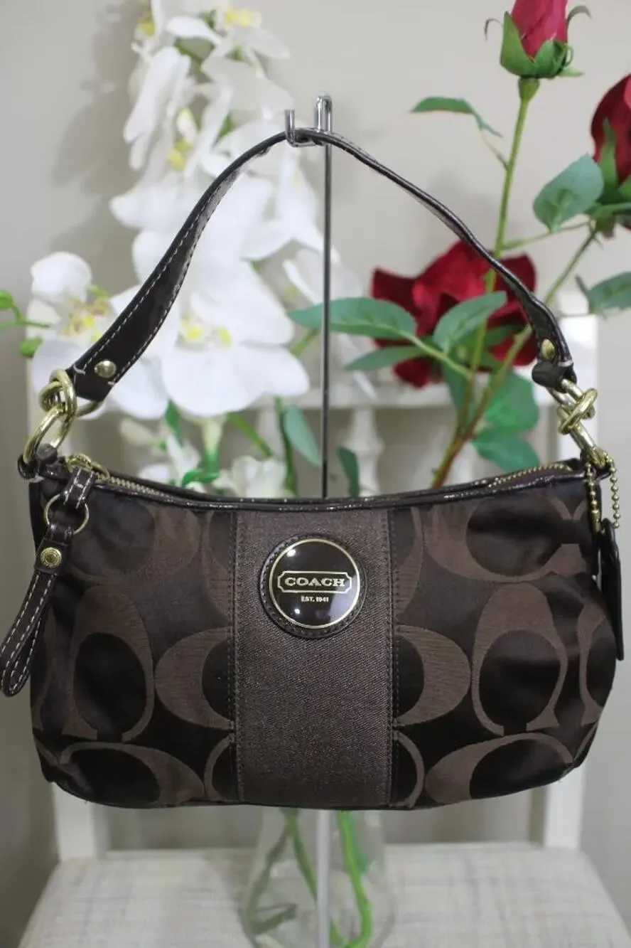 COACH SIGNATURE STRIPE DEMI CROSSBODY BAG #F18035 ([u170